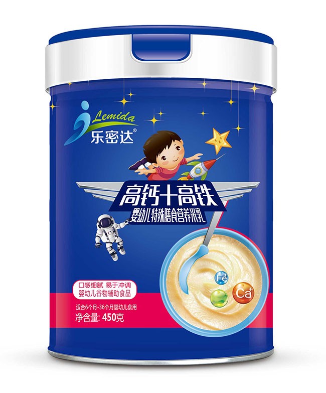 樂(yuè)密達  高(gāo)鈣+高(gāo)鐵(tiě)嬰幼兒(ér)特膳米乳  450g